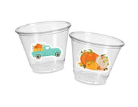 FALL PARTY CUPS - Pumpkin Cups Little Pumpkin Truck First Birthday Decoration Little Pumpkin Party Decorations Fall Baby Shower Blue