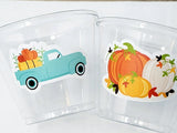 FALL PARTY CUPS - Pumpkin Cups Little Pumpkin Truck First Birthday Decoration Little Pumpkin Party Decorations Fall Baby Shower Blue