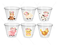 GIRL FARM PARTY Cups - Girl Farm Cups Farm Animal Cups Farm First Birthday Farm Baby Shower Barnyard Party Farm Birthday Decorations Farm