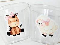 GIRL FARM PARTY Cups - Girl Farm Cups Farm Animal Cups Farm First Birthday Farm Baby Shower Barnyard Party Farm Birthday Decorations Farm