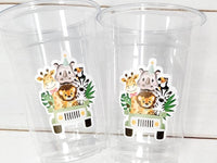 SAFARI PARTY CUPS - Safari Birthday Cups Safari Birthday Safari Party Safari Decorations Safari Baby Shower Safari Favors Jungle Party Cups