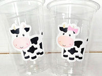 COW PARTY CUPS - Cow Cups Cow Birthday Cups Farm Animal Cups Cow Party Favors Farm Cow Baby Shower Cow First Birthday Cow Party Decorations