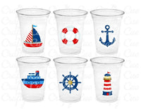 NAUTICAL PARTY CUPS - Nautical Treat Cups Nautical Birthday Nautical Party Nautical Party Favors Nautical Baby Shower Anchor Party Cups