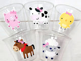 GIRL FARM PARTY Cups - Girl Farm Cups Farm Animal Cups Farm First Birthday Farm Baby Shower Barnyard Party Farm Birthday Decorations Farm