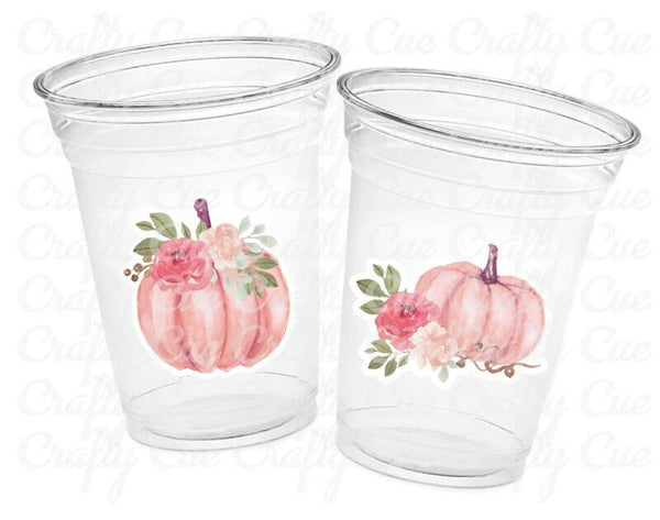 PINK PUMPKIN PARTY Cups - Little Pumpkin First Birthday Decoration Little Pumpkin Party Fall Baby Shower Fall Party Cups Thanksgiving Cups