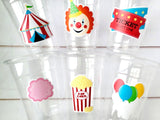 CIRCUS PARTY CUPS - Circus Birthday Cups Circus Party Favors Circus Party Cups Circus Baby Shower Circus Birthday Circus Party Decorations