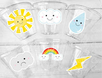 Weather Party Cups Weather Birthday Party meteorologist birthday meteorologist party Cloud Cups Sun Cups Rain Cups Lightning Cup Favors