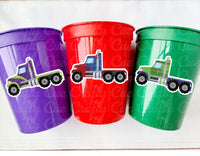 SEMI TRUCK PARTY Cups - Semi Truck Treat Cups Semi Truck Birthday Semi Truck Party Semi Truck Party Favors, Semi Truck Cup Semi Truck Favors