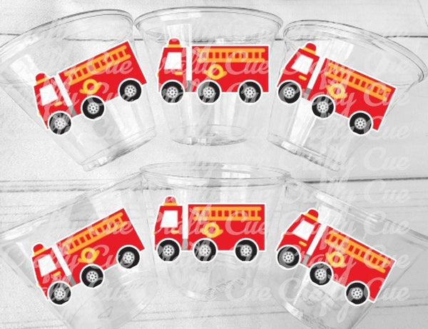 Firetruck Party Cups, Firetruck Treat Cups, Firetruck Party Favors, Firetruck Birthday Favors, Fire Truck Party Favors, Fire truck Birthday