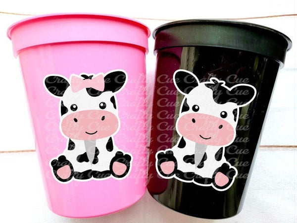 FARM ANIMAL CUPS - Cow party cups Cow Birthday Cups Cow Party Favors Cow Cups Cow Party Supplies Cow Reusable Cups Cow Baby Shower Cups Cows