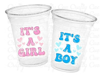 GENDER REVEAL Party Cups - Pink and Blue Party Favors It's A Boy Cups It's A Girl Cups Gender Reveal Gender Reveal Decorations Baby Shower