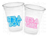 GENDER REVEAL Party Cups - Pink and Blue Party Favors It's A Boy Cups It's A Girl Cups Gender Reveal Gender Reveal Decorations Baby Shower