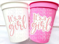 GIRL BABY SHOWER Party Cups - It's a Girl Party Cups Baby Girl Party Cups Pink Baby Shower Cups Pink and Gold Baby Shower Favors Decorations