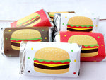 30 - Hamburger Party Stickers Hamburger Birthday Stickers Hamburger Party Favors Hamburger Birthday Candy Wrapper Hamburger Fast Food Party