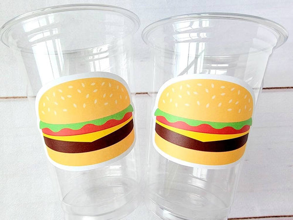 HAMBURGER PARTY Cups - Hamburger Birthday Party Hamburger Party Hamburger Treat Cups Hamburger Birthday Decorations Hamburger Party Favors