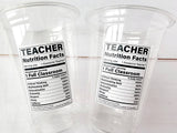 TEACHER PARTY CUPS Teacher Graduation Teacher Gifts Teacher Party Favors Appreciation Back to School Cups School Party Teacher Decoration