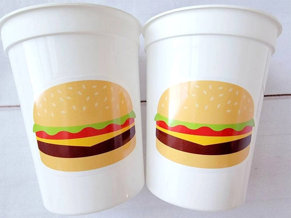 HAMBURGER PARTY Cups - Hamburger Birthday Party Hamburger Party Hamburger Treat Cups Hamburger Birthday Decorations Hamburger Party Favors