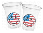 4th of July Party Cups July 4th Smiley Cups USA Party Cups 'Merica Cups Independence Day Party Decorations 4th of July Party Decorations