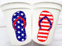 4th of July Party Cups July 4th Flip Flop Cups USA Party Cups 'Merica Cups Independence Day Party Decorations 4th of July Party Decorations