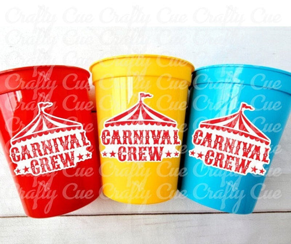 CARNIVAL PARTY CUPS - Carnival Birthday Cups Carnival Party Favors Carnival Baby Shower Carnival Birthday Carnival Party Decorations