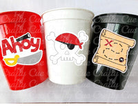 PIRATE PARTY CUPS - Pirate Cups Pirate Birthday Pirate Party Decorations Pirate Birthday Party Pirate Party Supplies Pirate Happy Birthday