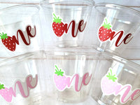 STRAWBERRY PARTY CUPS - Strawberry Birthday Cups Strawberry Cups First Birthday Strawberry One Party Decorations Strawberry Baby Shower