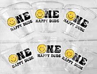 ONE HAPPY DUDE - Smiley One Happy Dude 1st Birthday Happy Smiley Face First Birthday Happy Smiley Face Cups Smiley Face Favors Smiley Face