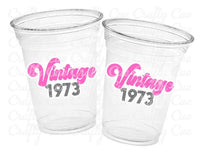 50th PARTY CUPS - 50 and Fabulous 50th Birthday Party 50th Birthday Favors Vintage 1973 Cups 50th Party Decorations 1973 Birthday Party Cups