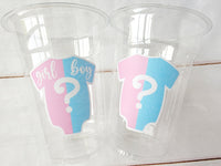 GENDER REVEAL Party Cups - Pink and Blue Party Cups Gender Reveal Party Favors One Piece Gender Reveal Gender Reveal Decorations Baby Shower