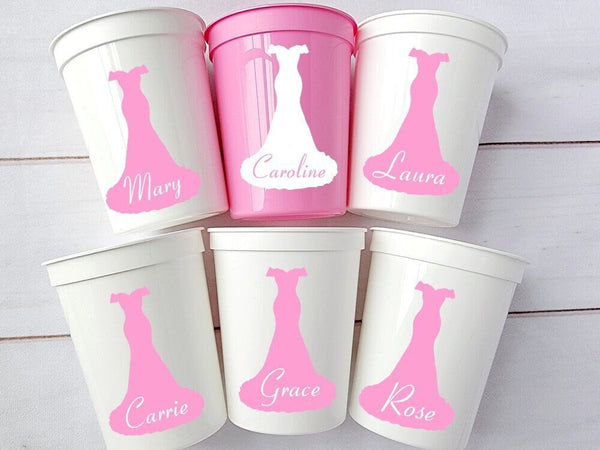 BRIDAL PARTY CUPS - Bridesmaid Cups Bachelorette Party Cups Pink Bachelorette Cups Bachelorette Party Favors Bridesmaid Gifts Wedding Gifts