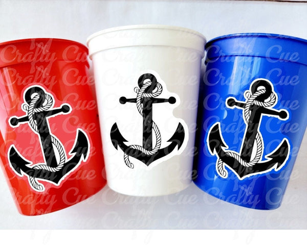 ANCHOR PARTY CUPS - Nautical Party Cups Nautical Cups Nautical Birthday Nautical Party Nautical Party Favors Nautical Baby Shower Cups