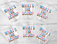 WHAT'S THE SCOOP Ice Cream Cups Ice Cream Gender Reveal Party Ice Cream Baby Shower Pink Blue Ice Cream Baby Shower Ice Cream Party Favors