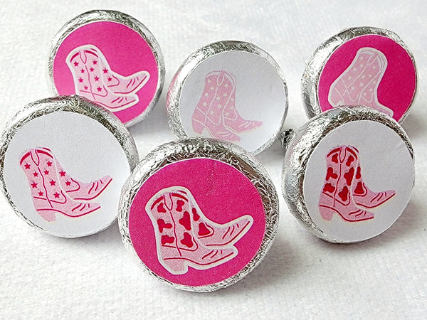 180 - COWGIRL PARTY STICKERS for candy Cowgirl Stickers Rodeo Let's Go Girls Bachelorette Party Favor Stickers Candy Wrappers Decorations