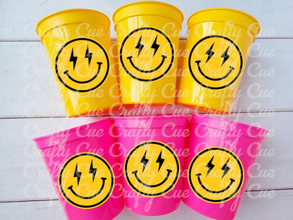 SMILEY FACE CUPS - One Happy Girl 1st Birthday Happy Smiley Face First Birthday Happy Smiley Face Cups Smiley Face Favors Smiley Face