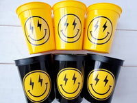 SMILEY FACE CUPS - One Happy Dude 1st Birthday Happy Smiley Face First Birthday Happy Smiley Face Cups Smiley Face Favors Smiley Face