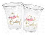 Oh Baby Cups Oh Baby Baby Shower Favors Oh Baby Pumpkin Cups Oh Baby Fall Baby Shower Decorations Neutral Baby Shower Pink White Pumpkkin