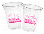 GIRL BABY SHOWER Party Cups - It's a Girl Party Cups Baby Girl Party Cups Pink Baby Shower Cups Baby Girl Baby Shower Favors Decorations