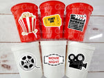 MOVIE PARTY CUPS - Popcorn Birthday Party Cups Movie Party Favors Popcorn Party favors Movie party Supplies Cinema Red Popcorn Movie Cups