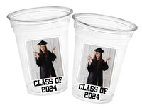 Custom Graduation Cups Custom Plastic Cups Personalized Photo Graduation Cups Custom Grad Photo Cups 2024 Graduation Party Cups Grad Favors