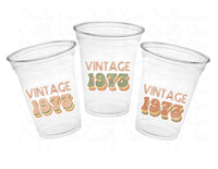 50th PARTY CUPS - 50 and Fabulous 50th Birthday Party 50th Birthday Favors Vintage 1973 Cups 50th Party Decorations 1973 Birthday Party Cups