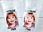 Custom Plastic Cups with Picture 1983 Personalized Cups 40th Birthday Cups Favors Vintage 40th Cups 1983 Custom Face Party Cups Decorations