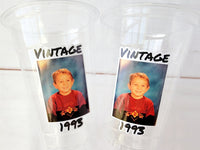 Custom Plastic Cups With Picture Personalized 40th Birthday Cups Vintage 40th Birthday Party Custom Text Custom Face Cups Decorations 1984