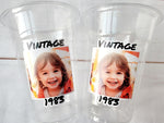 Custom plastic cups, Custom Face Cups, Personalized Party cups, Personalized 40th Birthday Cups, Vintage 40th, Custom 1983 party decorations