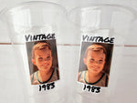 Custom Plastic Cups With Picture Personalized 40th Birthday Cups Vintage 40th Birthday Party Custom Text Custom Face Cups Decorations 40th