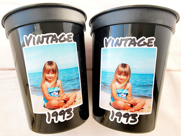 Custom Plastic Party Cups Personalized Party Cups Personalized 30th Birthday Cups Vintage 30th Cups 1993 Custom Face Party Cups Decorations