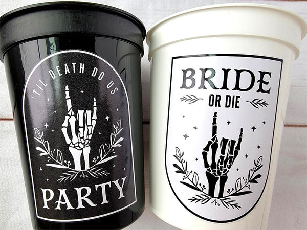 Bride or Die Cups Till Death Do Us Party Cups Bachelorette Party Cups Black Wedding Cups Bachelorette Party Favors Wedding Gifts Bridesmaids