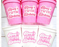 Custom Name Birthday Cups, Personalized Name Birthday Cups, Custom Age Birthday Cups, Personalized Age Party Cups, Name Cups, Party Favors