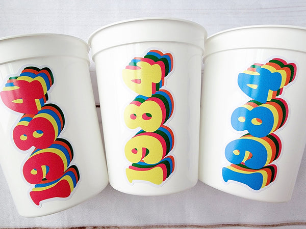 40th PARTY CUPS - Best of 1984 40th Birthday Party 40th Birthday Favors Vintage 1984 40th Party Decorations 1984 Birthday 80's Party Cups