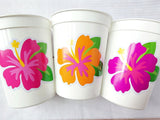 LUAU PARTY CUPS -Aloha Party Cups Luau Party Decoration Hibiscus Party Cups Luau Baby Shower Tropical Party Decorations Luau First Birthday