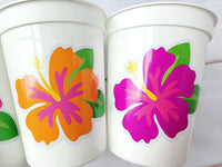 LUAU PARTY CUPS -Aloha Party Cups Luau Party Decoration Hibiscus Party Cups Luau Baby Shower Tropical Party Decorations Luau First Birthday